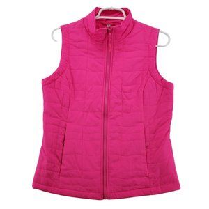 EXERTEK Vest Women's Full Zip Quilted Pockets Polyester Bright Pink Size Small